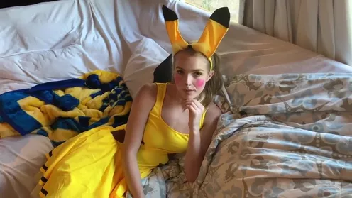 Pigtailed blonde Pikachu cosplay gets assfucked